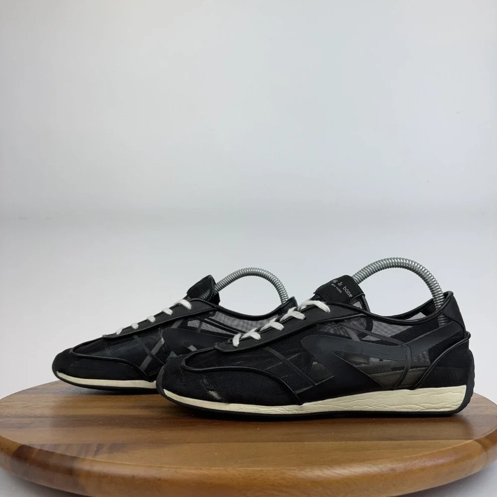 Womens Rag & Bone Mesh Retro Runner Sheer Black Casual Sneakers Shoes Size EU 37